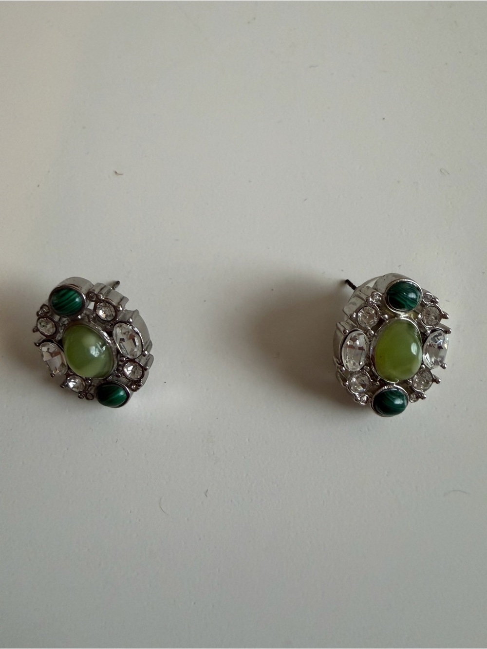 Green Stone Cluster Stud Earrings - Women Jewelry